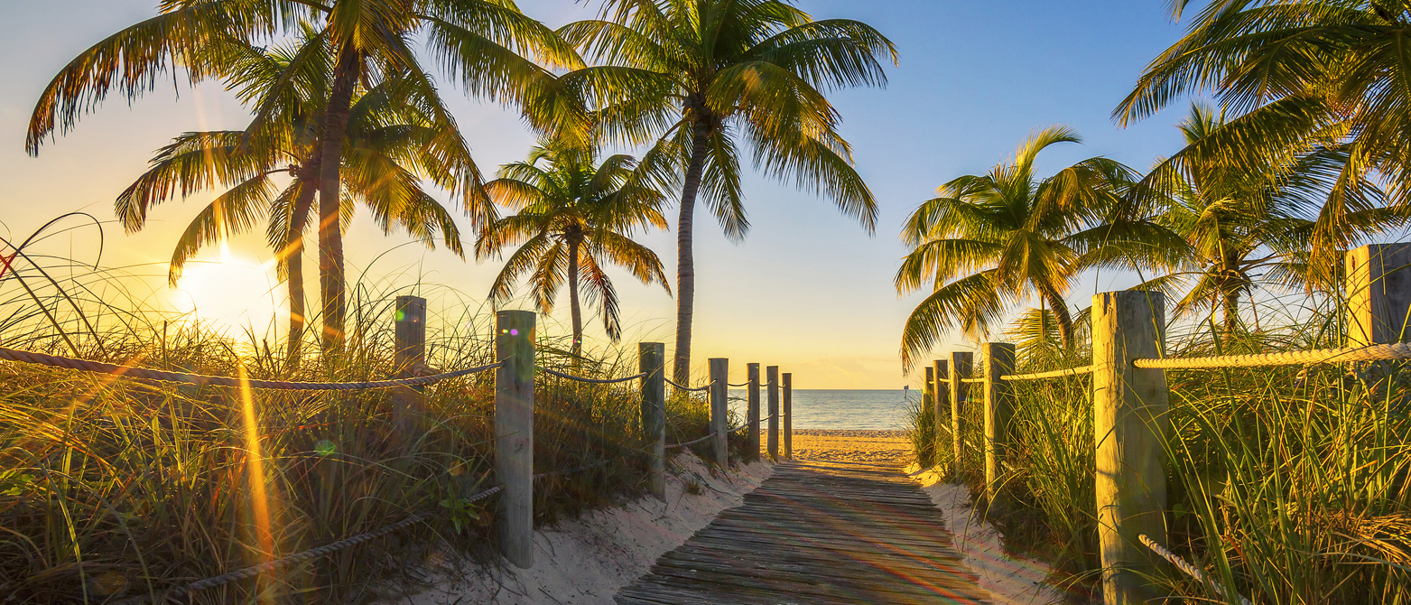 Passage to the beach at sunrise in the Florida keys